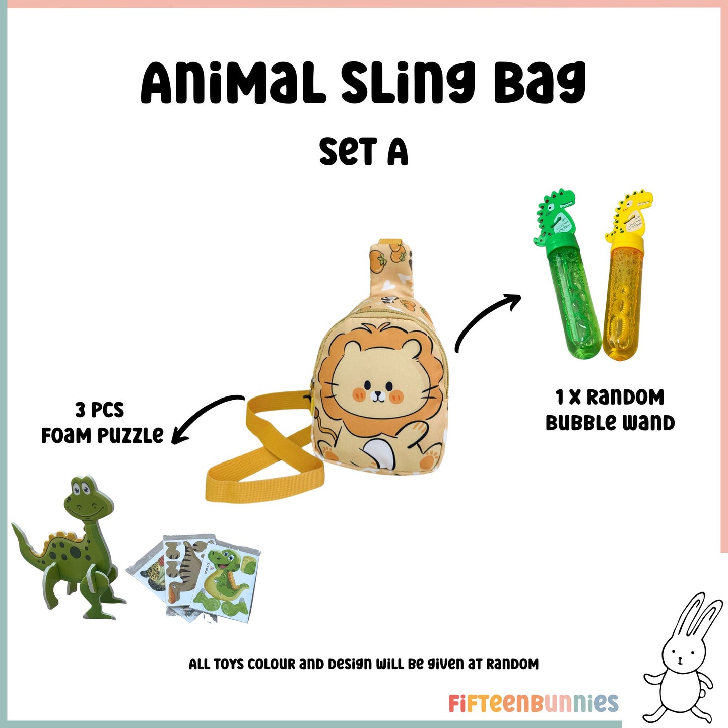 Tiny Treasures Sling Pack – Kids Sling Bag with Surprise Toys