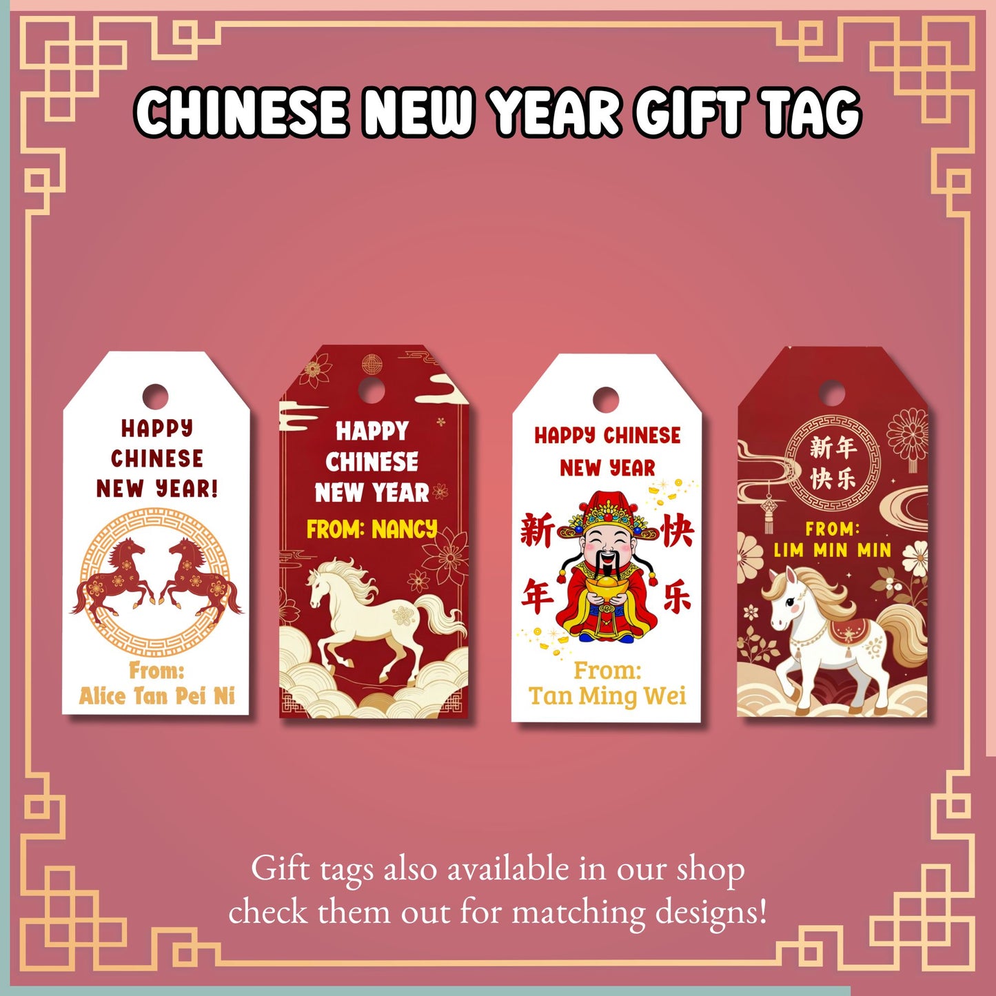 Customised Chinese New Year Stickers – 4 Designs