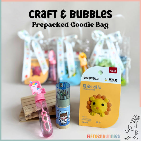 Craft & Bubbles Goodie Bag – Clay Kit, Bubble Wand & Colouring Pencil