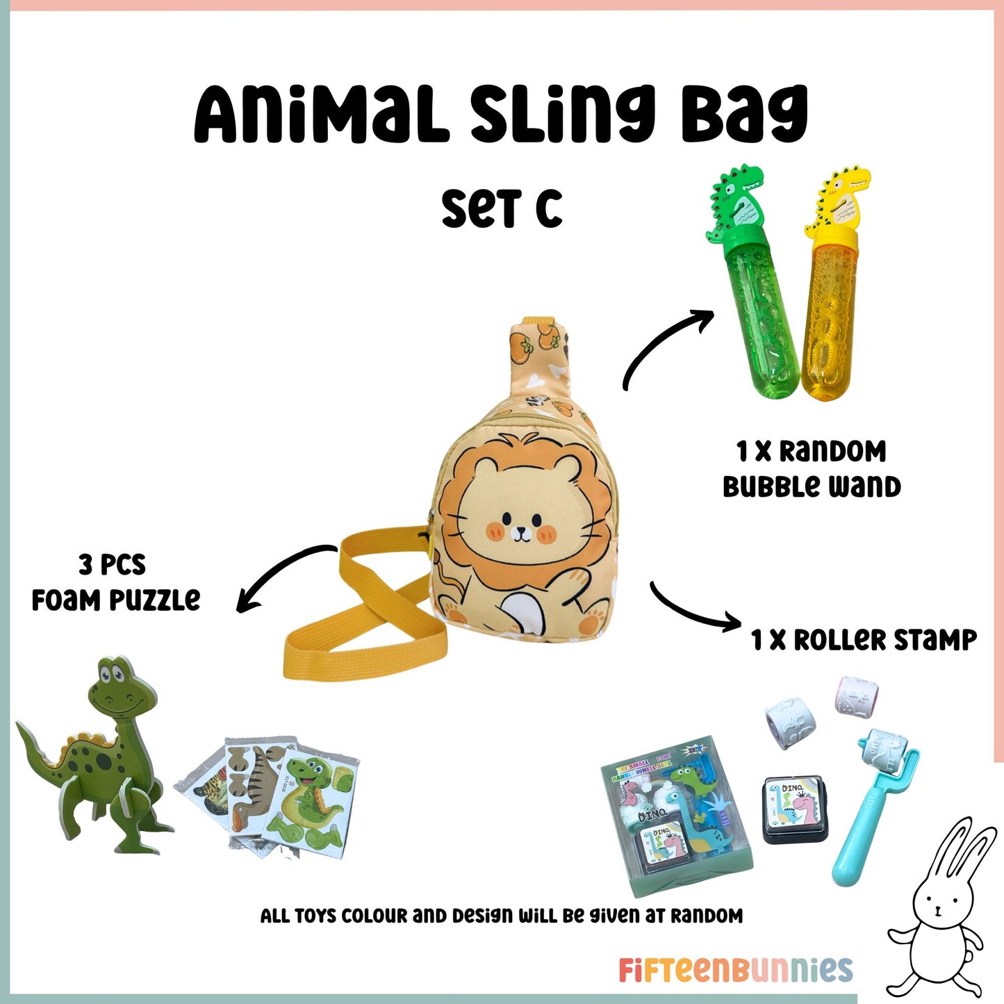 Tiny Treasures Sling Pack – Kids Sling Bag with Surprise Toys