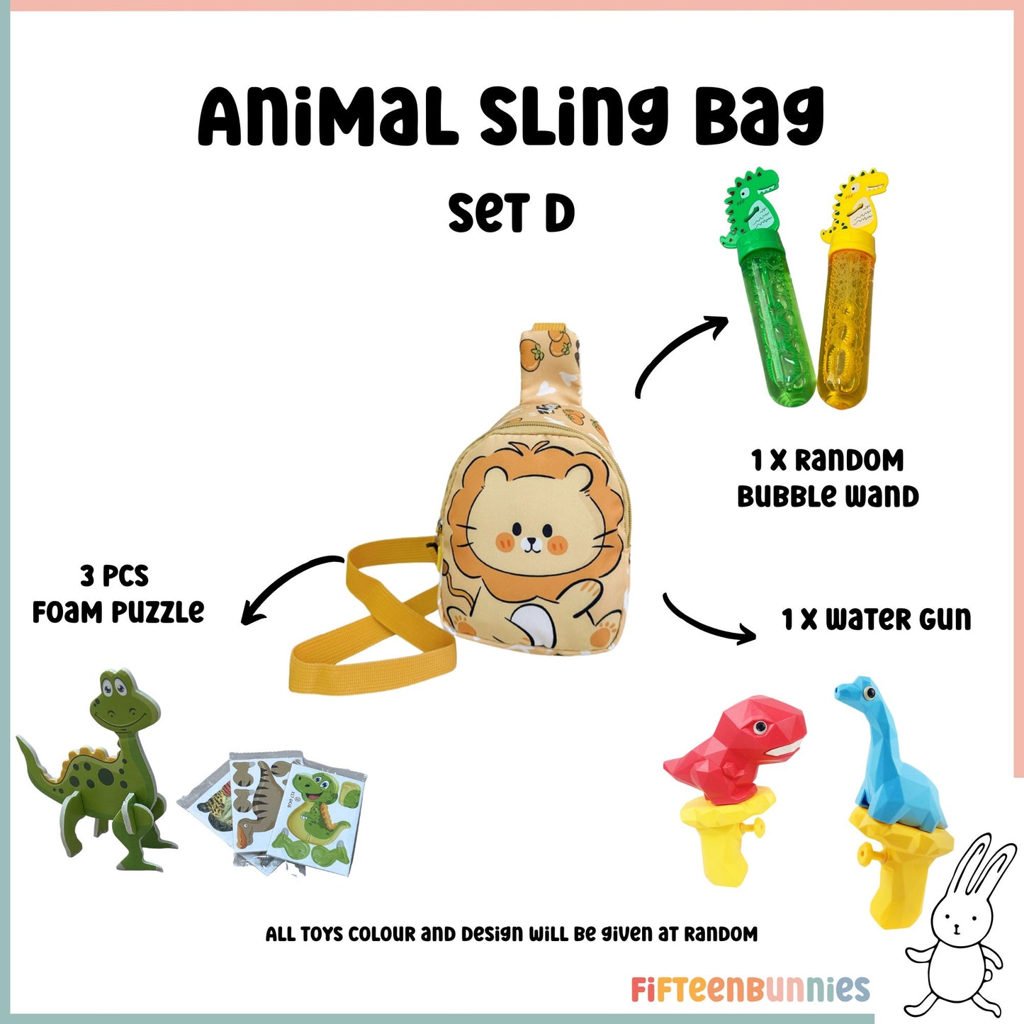Tiny Treasures Sling Pack – Kids Sling Bag with Surprise Toys