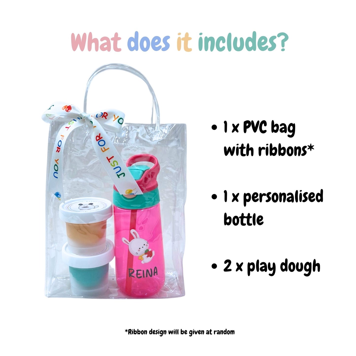 Personalised Water Bottle and Play Dough Goodie Bag