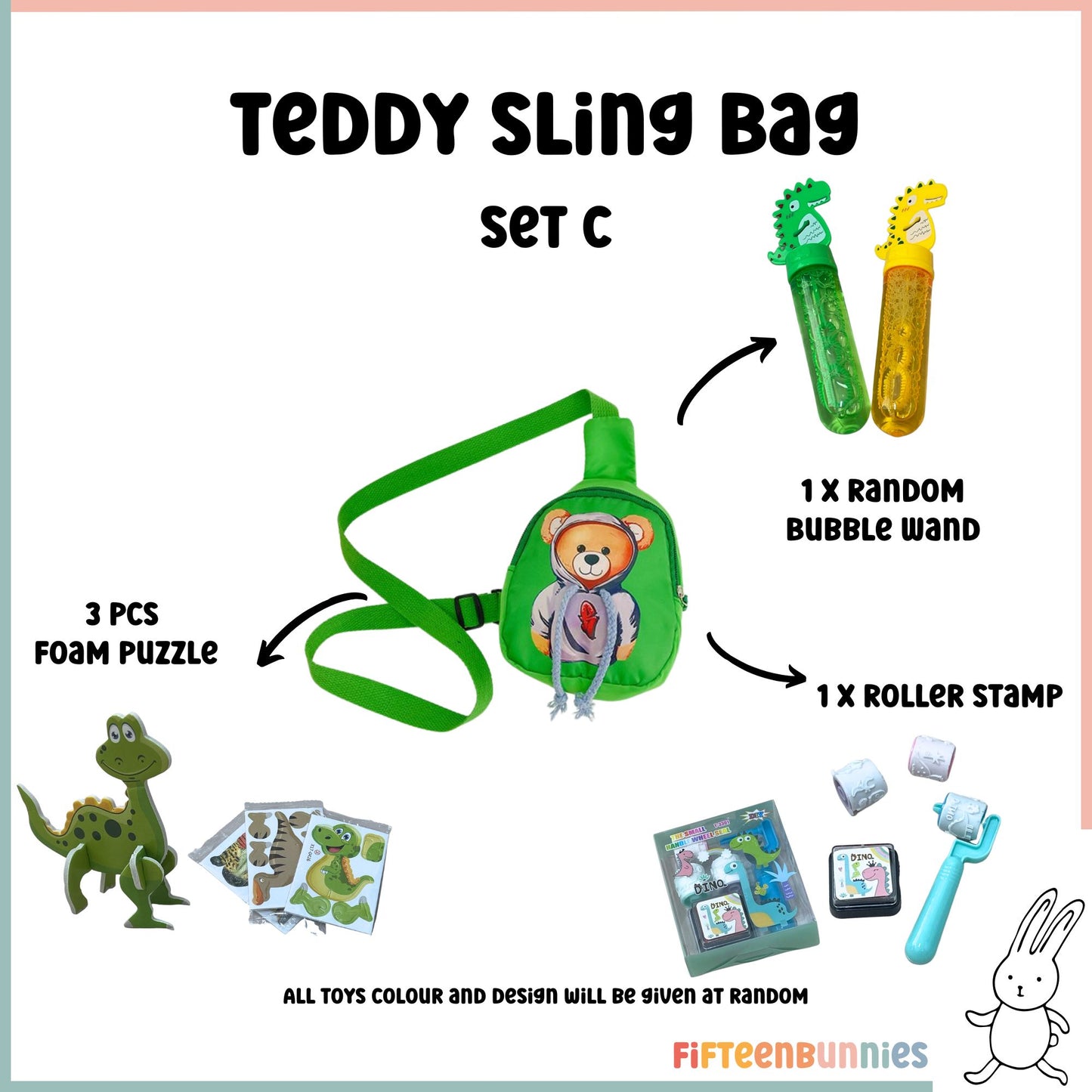 Tiny Treasures Sling Pack – Kids Sling Bag with Surprise Toys