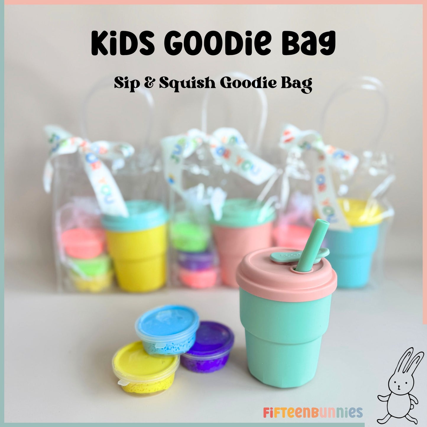Sip & Squish Goodie Bag – Silicone Cup + Petite Air Dry Clay