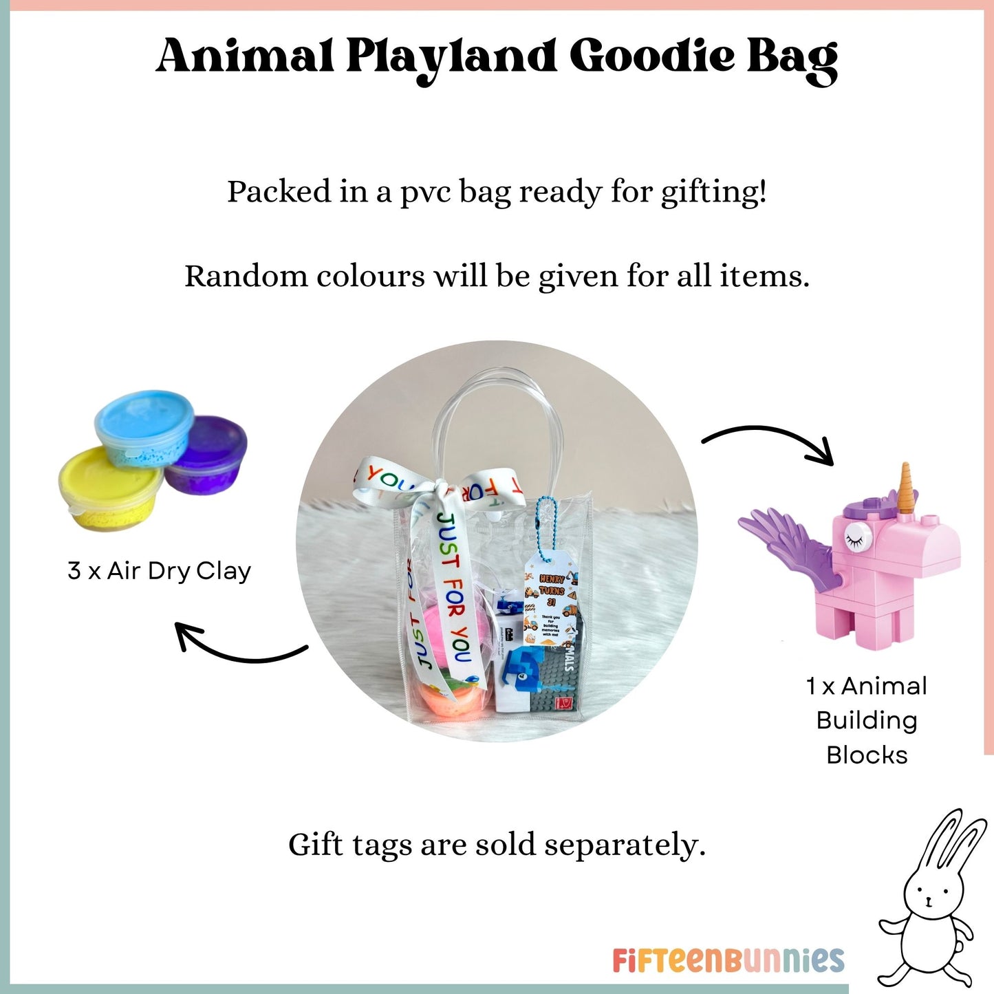 Animal Playland Goodie Bag – Animal Building Blocks + 3pcs Air Dry Clay
