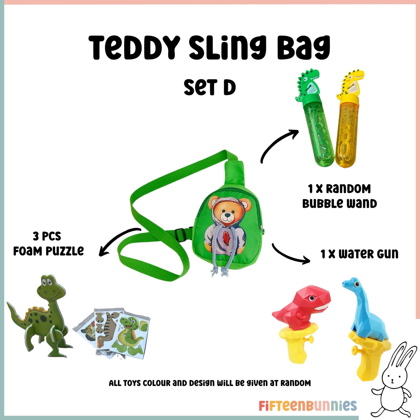 Tiny Treasures Sling Pack – Kids Sling Bag with Surprise Toys