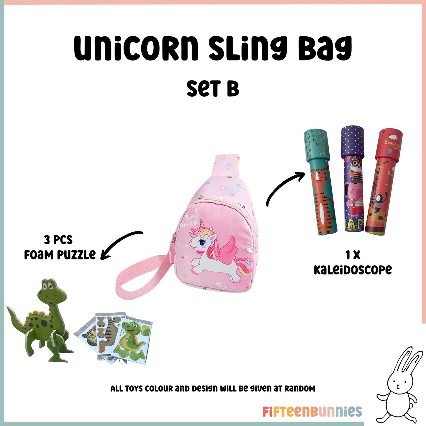 Tiny Treasures Sling Pack – Kids Sling Bag with Surprise Toys