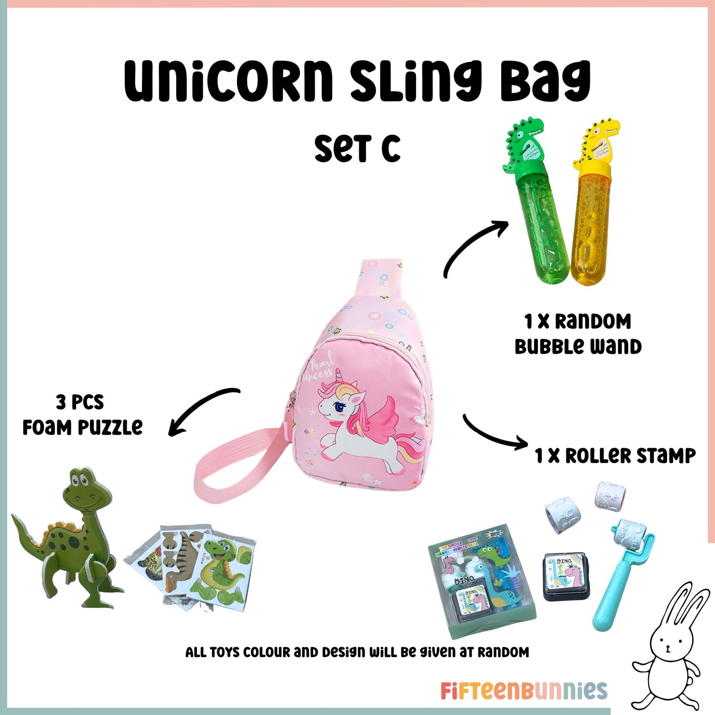 Tiny Treasures Sling Pack – Kids Sling Bag with Surprise Toys