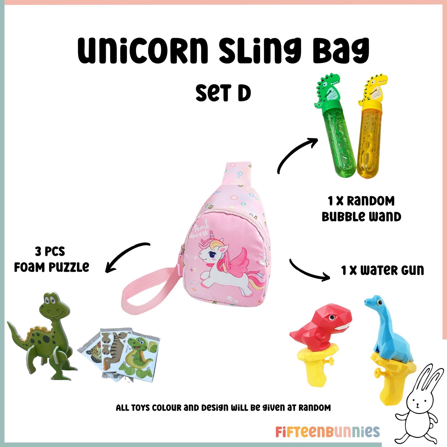 Tiny Treasures Sling Pack – Kids Sling Bag with Surprise Toys