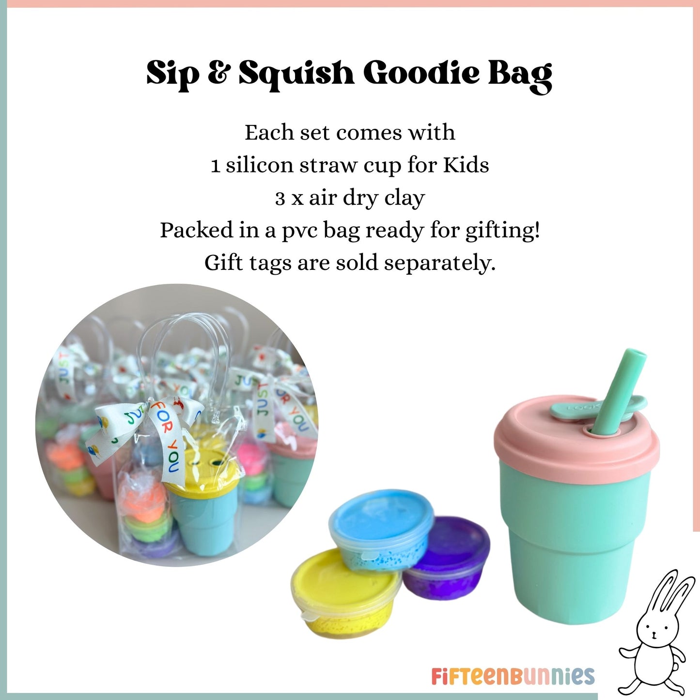 Sip & Squish Goodie Bag – Silicone Cup + Petite Air Dry Clay