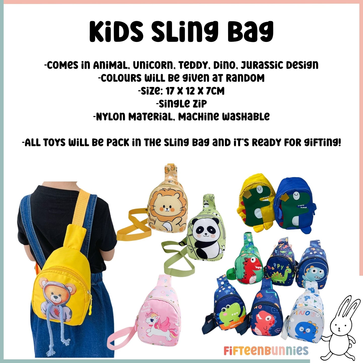 Tiny Treasures Sling Pack – Kids Sling Bag with Surprise Toys