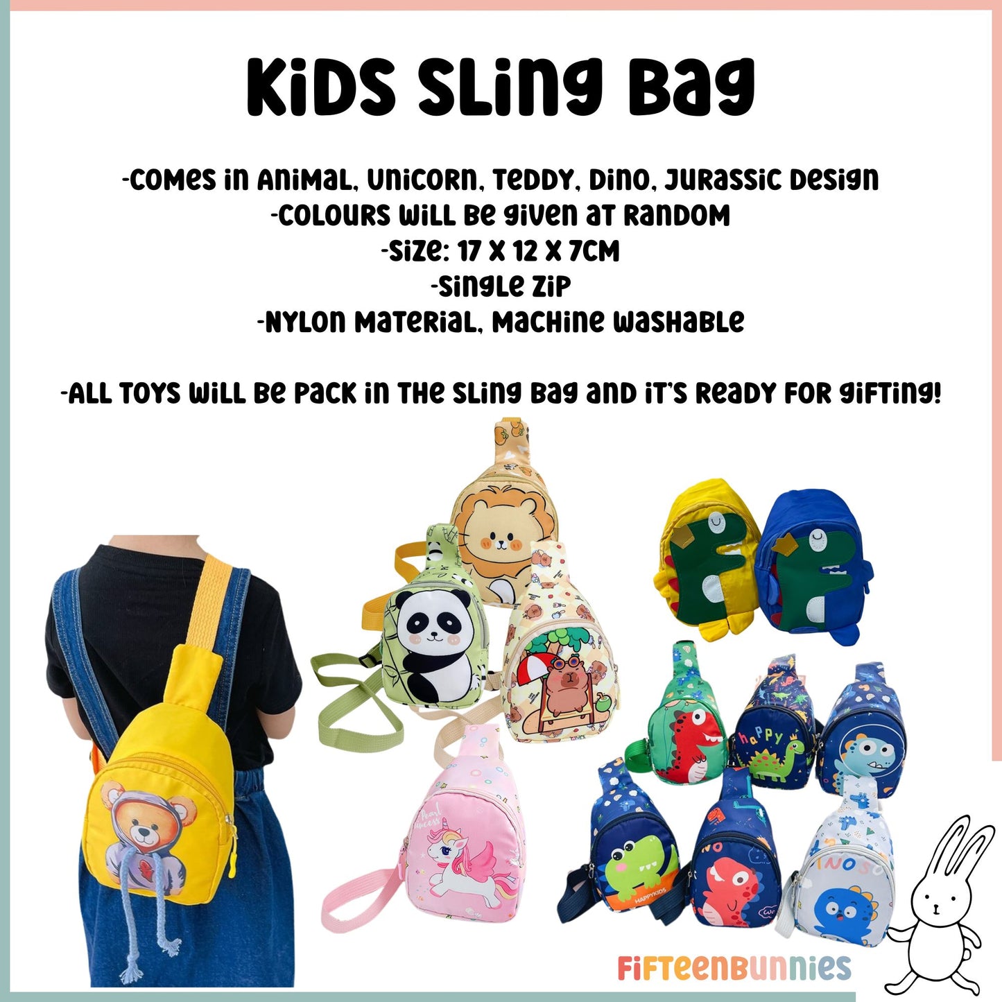 Tiny Treasures Sling Pack – Kids Sling Bag with Surprise Toys