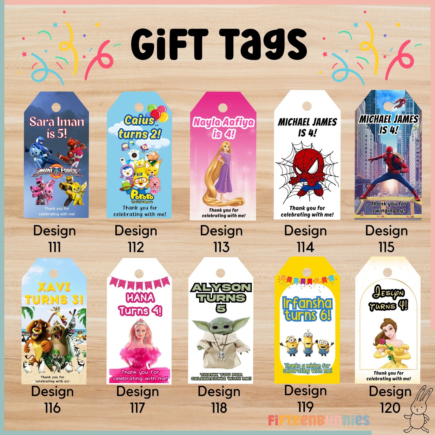 Personalised Gift Tags for Goodie Bags