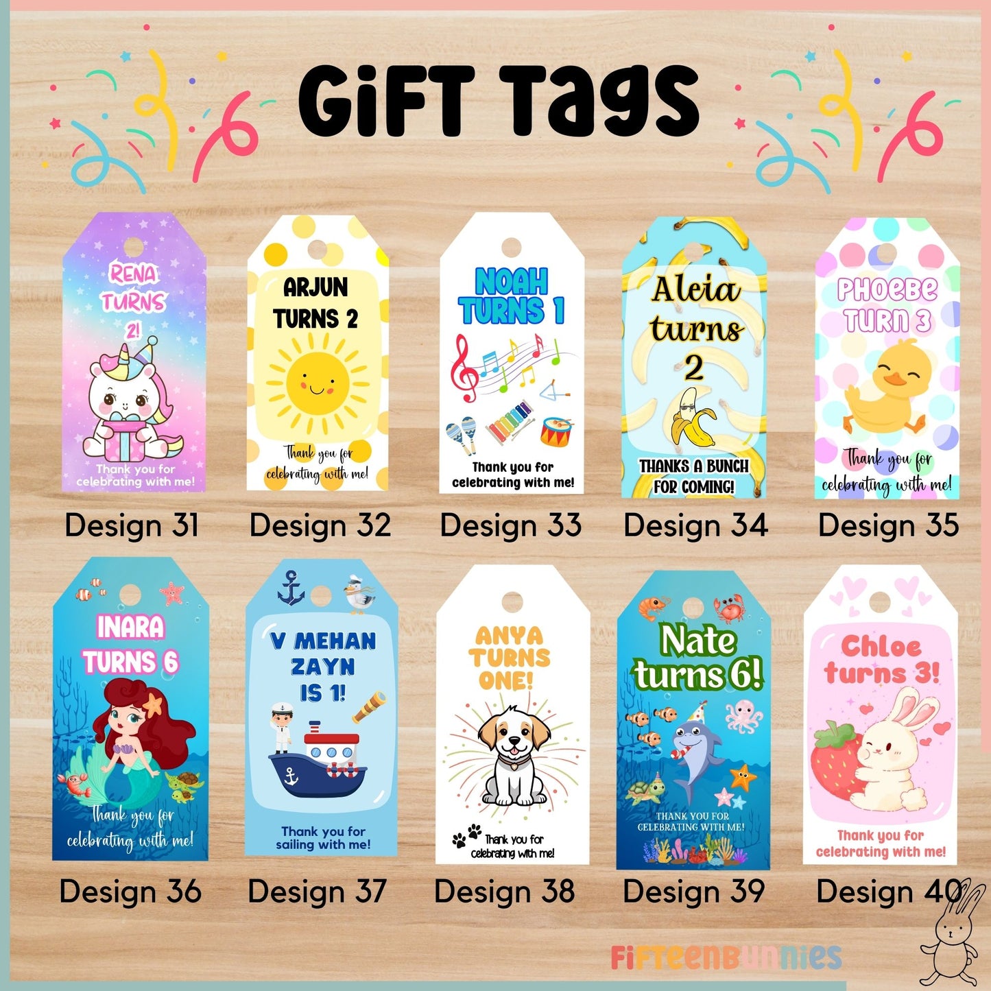 Personalised Gift Tags for Goodie Bags