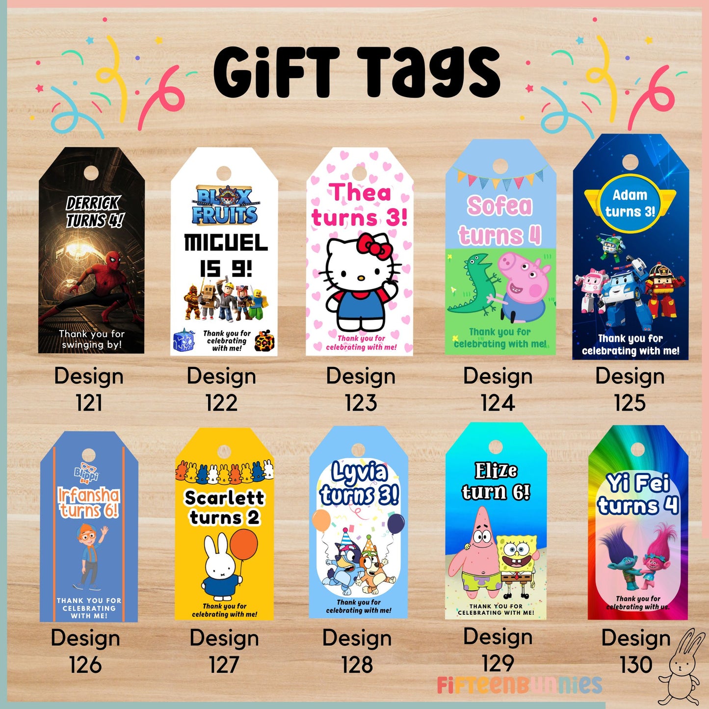 Personalised Gift Tags for Goodie Bags