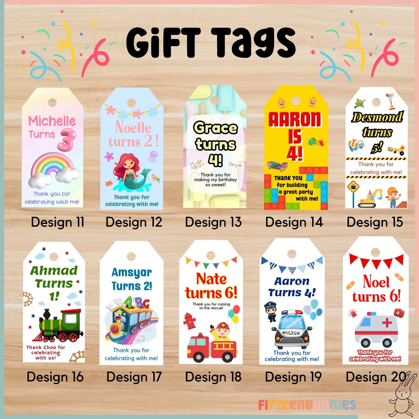 Personalised Gift Tags for Goodie Bags