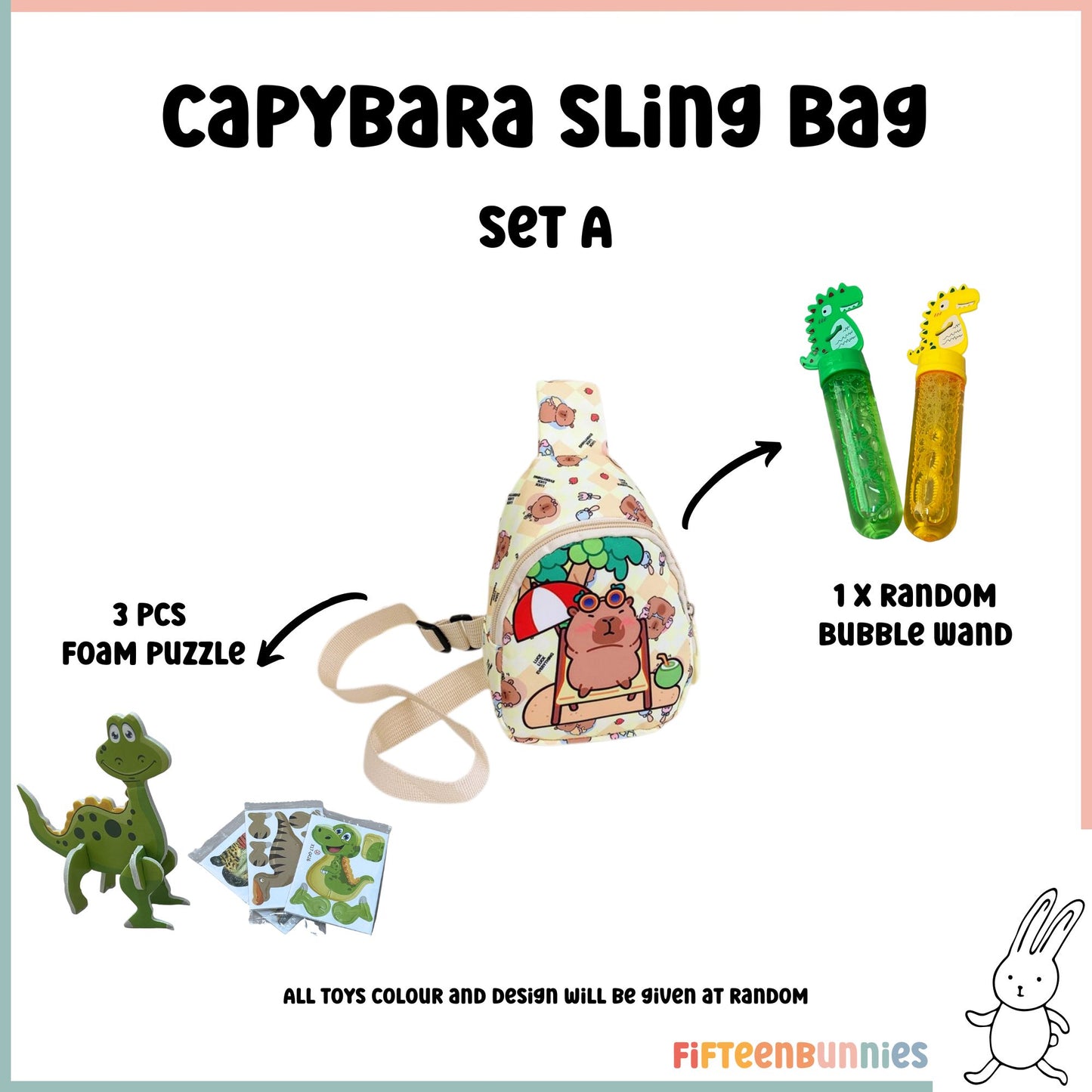 Tiny Treasures Sling Pack – Kids Sling Bag with Surprise Toys