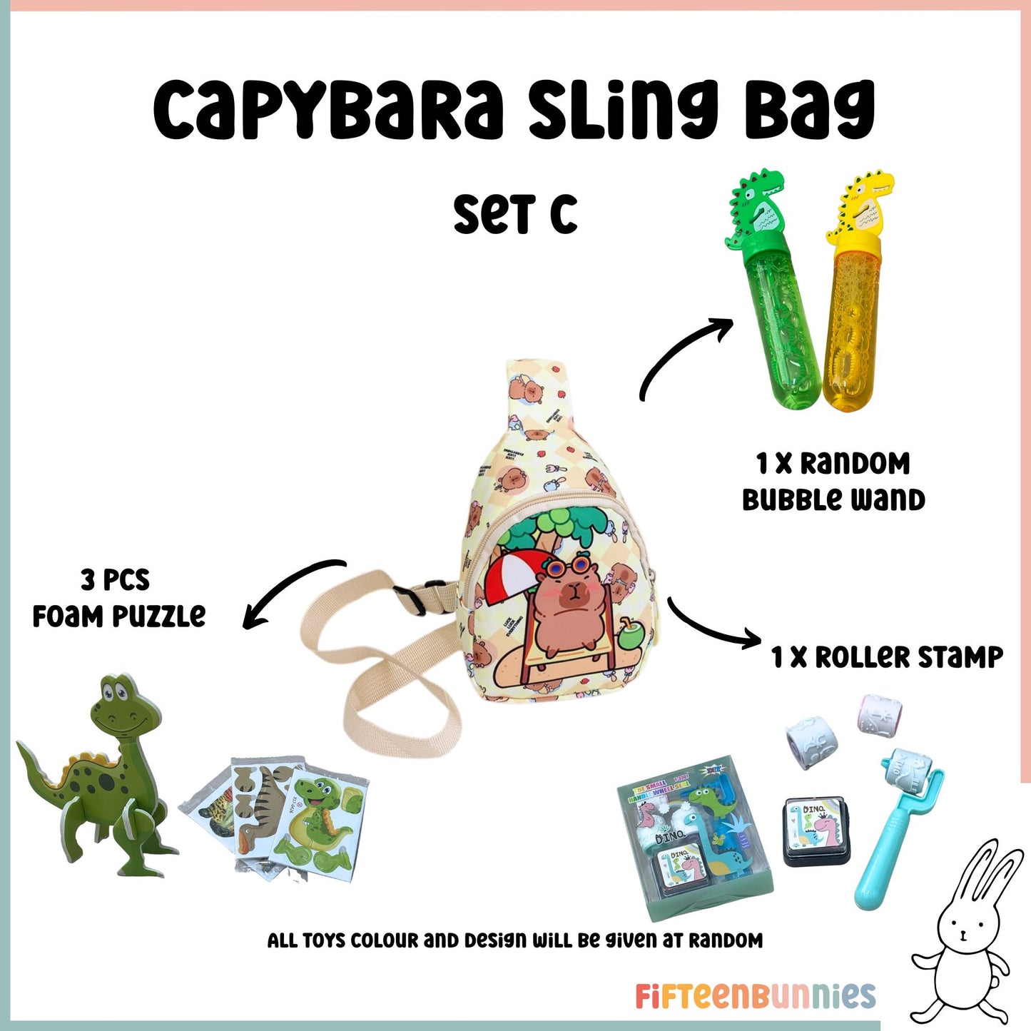 Tiny Treasures Sling Pack – Kids Sling Bag with Surprise Toys