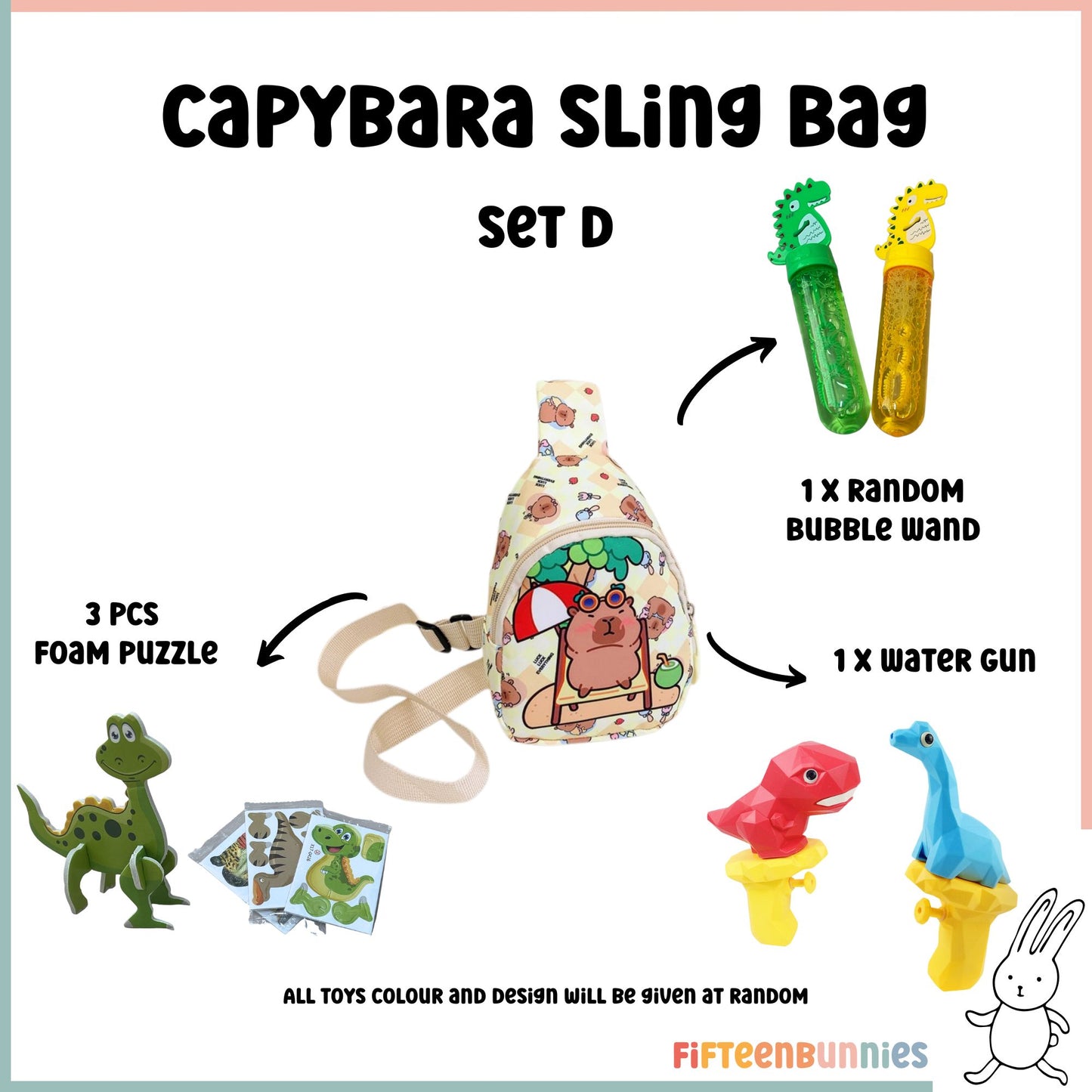 Tiny Treasures Sling Pack – Kids Sling Bag with Surprise Toys