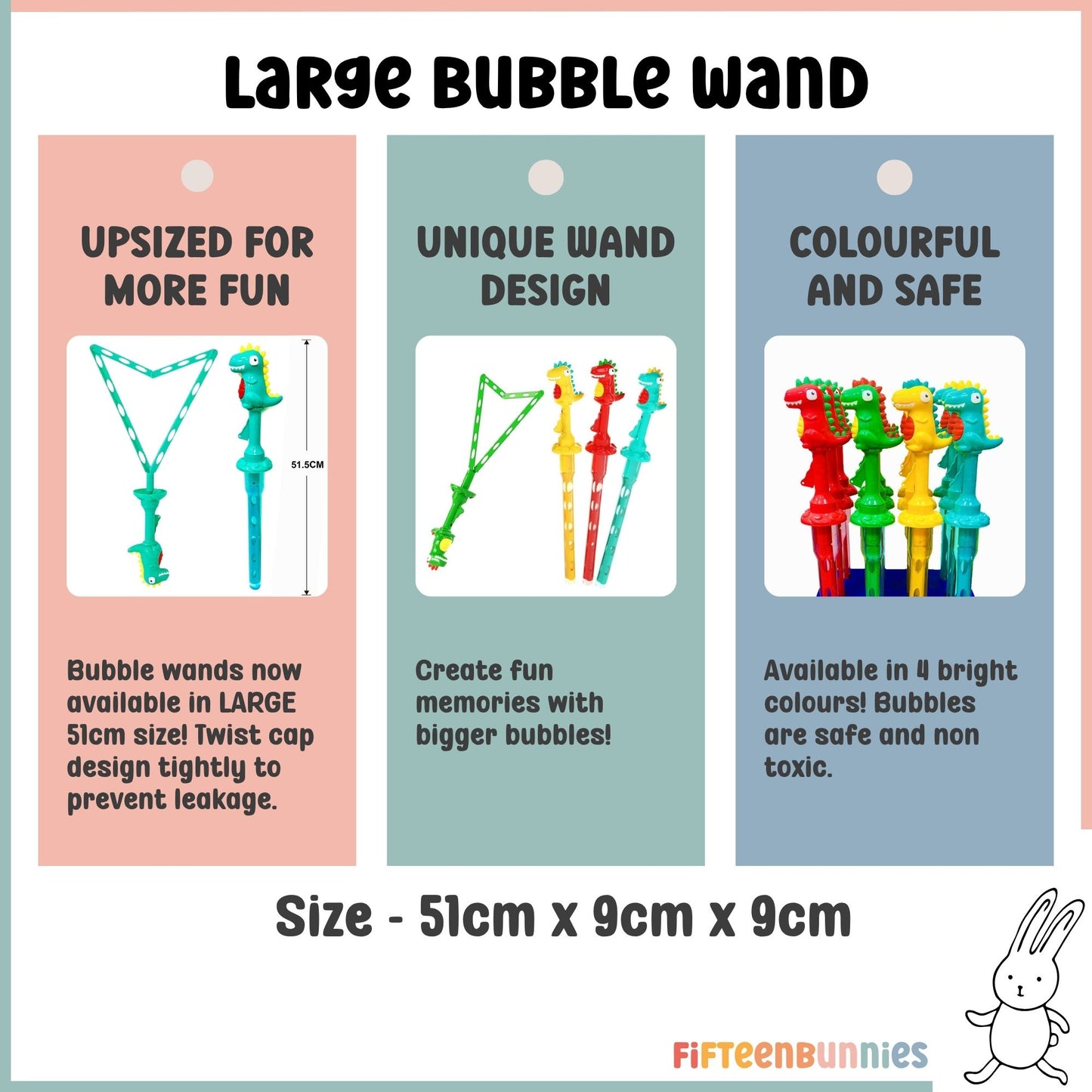 Large Bubble Wand Toy – Dino, Unicorn, Mermaid & More Designs