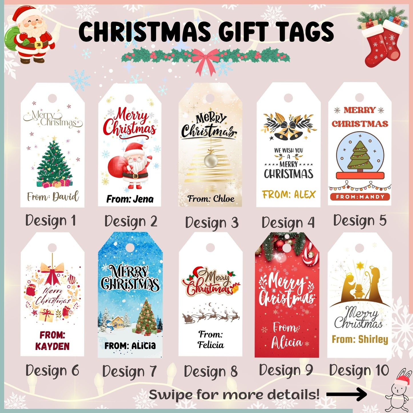 Customised Christmas Gift Tag – 10 Designs