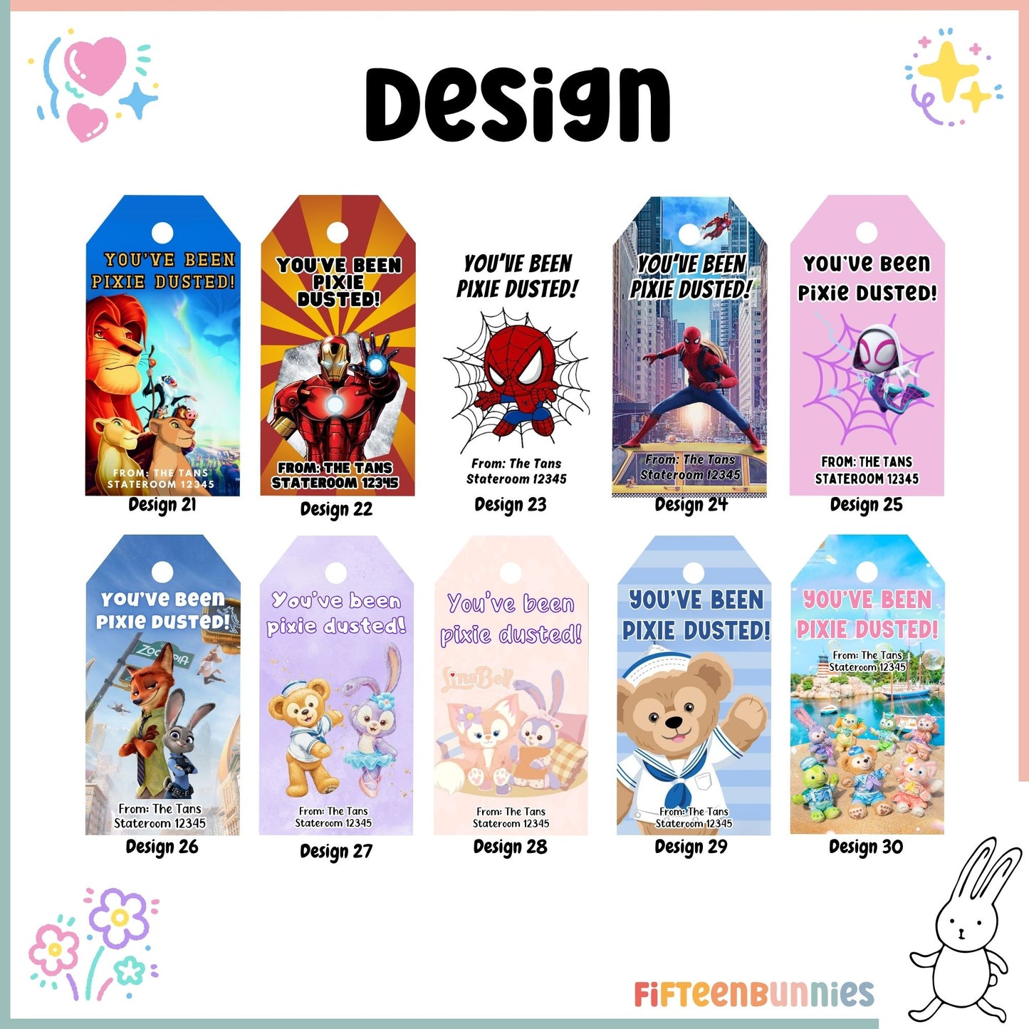 Personalised Disney Cruise Pixie Dust Gift Tags | Fish Extender FE Gifts | Custom Name Tags for Disney Cruise Exchange