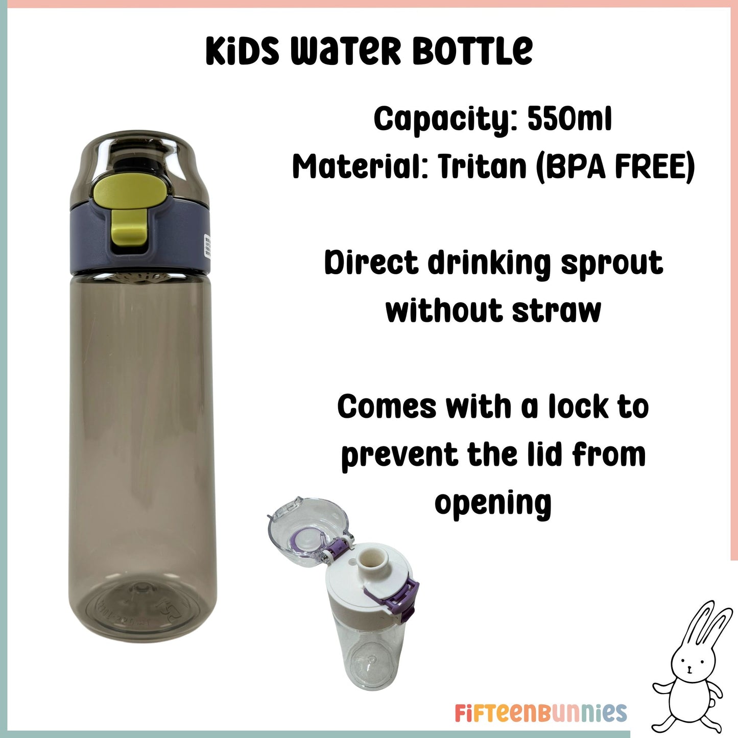 Personalised Tritan Kids Water Bottle 550ml