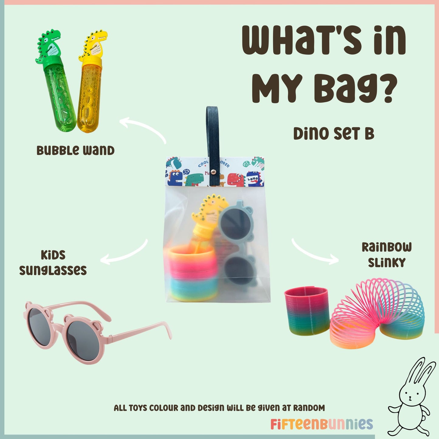 Dinosaur Theme Goodie Bag Set B | Rainbow Slinky Set