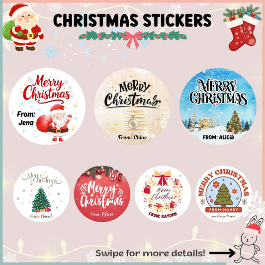 Customised Christmas Stickers – 10 Designs