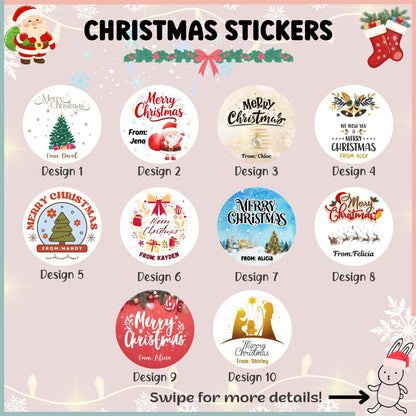 Customised Christmas Stickers – 10 Designs