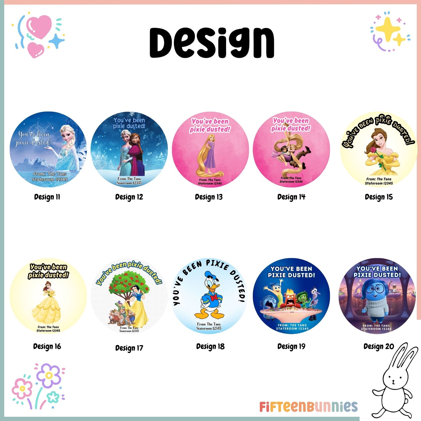 Personalised Disney Cruise Pixie Dust Round Stickers | Fish Extender FE Gift Stickers