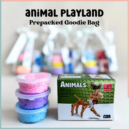 Animal Playland Goodie Bag – Animal Building Blocks + 3pcs Air Dry Clay