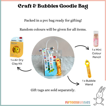 Craft & Bubbles Goodie Bag – Clay Kit, Bubble Wand & Colouring Pencil