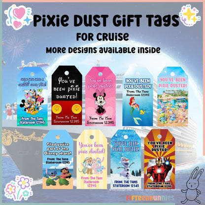 Personalised Disney Cruise Pixie Dust Gift Tags | Fish Extender FE Gifts | Custom Name Tags for Disney Cruise Exchange