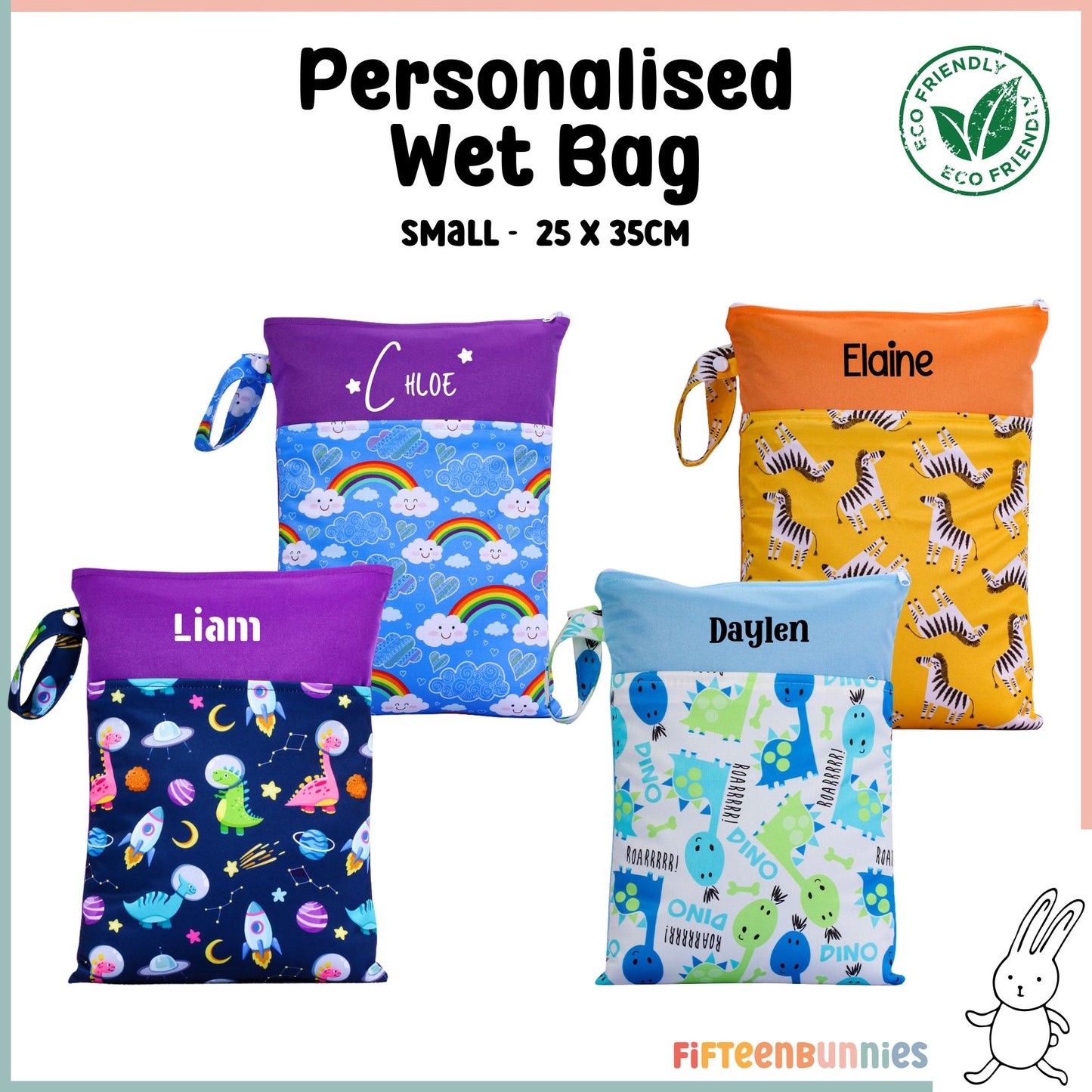 Personalised Wet Bag with Name Customized Diaper Bag