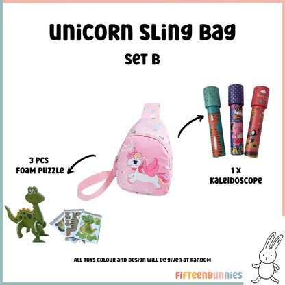 Tiny Treasures Sling Pack – Kids Sling Bag with Surprise Toys