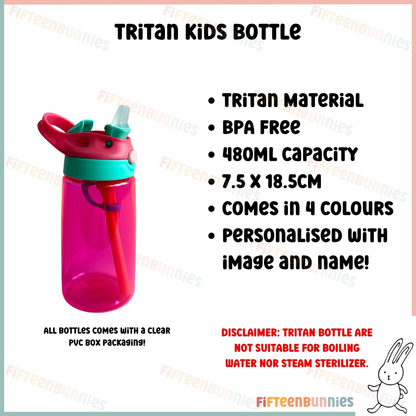 Personalised Kids Water Bottle (Tritan) 500ml