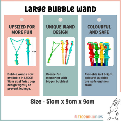 Large Bubble Wand Toy – Dino, Unicorn, Mermaid & More Designs