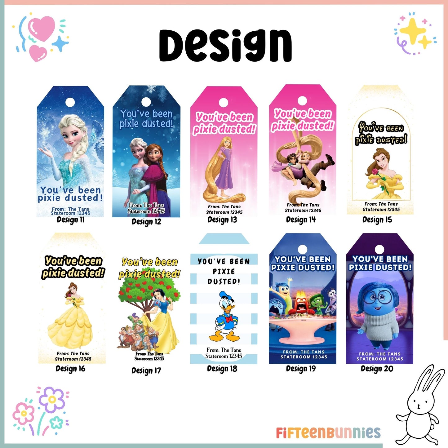 Personalised Disney Cruise Pixie Dust Gift Tags | Fish Extender FE Gifts | Custom Name Tags for Disney Cruise Exchange