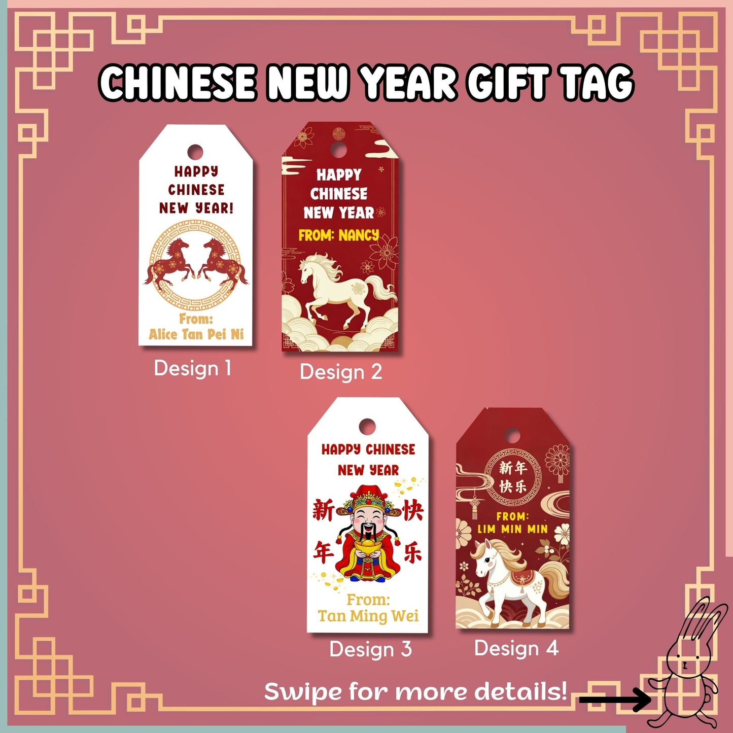 Customised Chinese New Year Gift Tags – 4 Designs