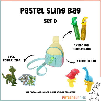 Tiny Treasures Sling Pack – Kids Sling Bag with Surprise Toys