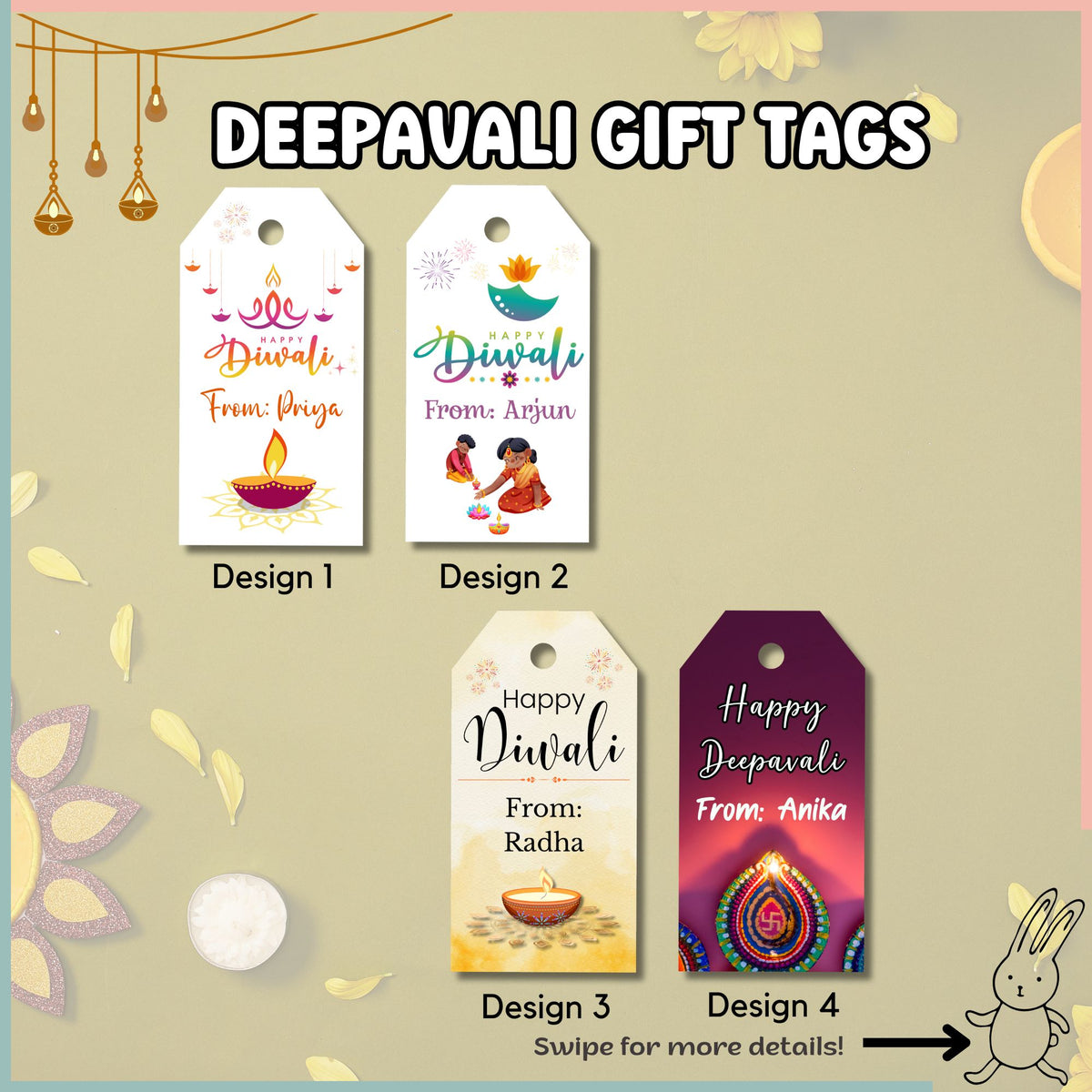 Customised Deepavali Gift Tag – 4 Designs – Fifteenbunnies | Making ...